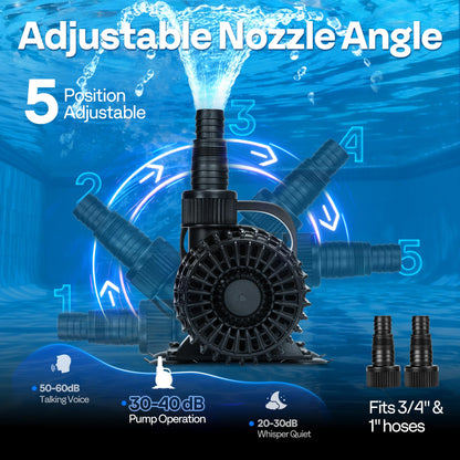 VIVOHOME Electric 100W 1600GPH Submersible Water Pump for Koi Pond Pool Waterfall Fountains Fish Tank and Aquarium