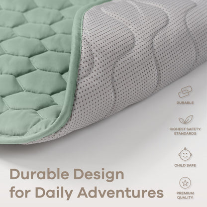 Comfy Cubs Round Kids Play Mat - Medium 48 inches Soft Quilted Baby Floor Mat with Non-Slip Bottom - Plush Design for Toddlers' Playtime - Comfortable and Durable - Fern