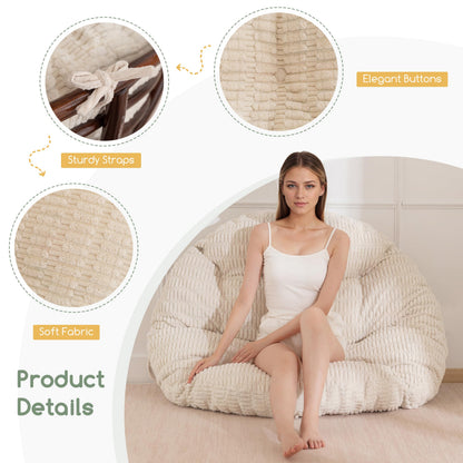 HIGOGOGO Papasan Chair Cushion with Thick Corduroy Cover (Without Chair), Supportive Cushion, Beige, 48 x 48 Inch
