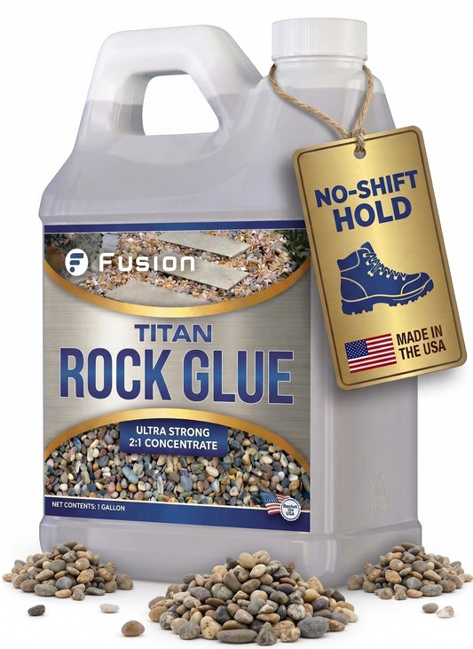 Titan Rock Glue for Landscaping - Stone Glue for Outside Rocks, Small Pebbles, & Pea Gravel, Gravel Binder, Pathway Stabilizer, Long-Lasting Formula, Prevents Erosion (128 Fl Oz) by Fusion Chemical