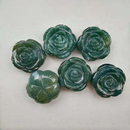 Sunshcat Natural India Agate Crystal Rose Pendant,Three Dimensional Carved Healing Meditation Jewelry Crystals and Healing Stone Figurine,Suitable for DIY Jewelry Making and Valentine's Day Gift