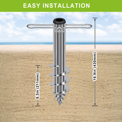 Dolibest Beach Umbrella Sand Anchor, Heavy-Duty Steel Beach Umbrella Holder with 3 Sleeves (Fits 1-2" Poles), Windproof Beach Umbrella Stake, Fully Welded Spiral Base Design for Ultimate Stability