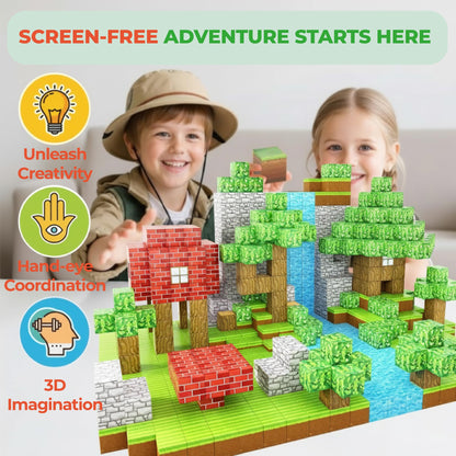 FEBABU 154PCS Magnetic Blocks - Build Animal Forest Set, Magnetic Tiles Building for Boys & Girls Age 3-8, STEM Montessori Sensory Toys for Toddlers Kids Gifts for 3+ Years Old, Construction Toy