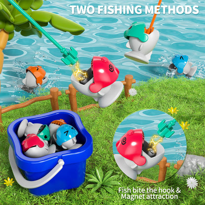WATUDOU Magnetic Fishing Game for Kids Toddlers 3-5, 70 pcs Fishing Toys for Kids Toddlers 3-5, Fishing Table Toys Board Game Birthday Gifts for 3 4 5 6 7 8 Years Old Toddler Kid