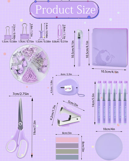 Vamrak Purple Desk Accessories and Organizers with Desk Organizer and 360°Rotating Pen Holder stapler Pen and a Lot of Office Purple Office Supplies Beautifully Presented in a Gift Box