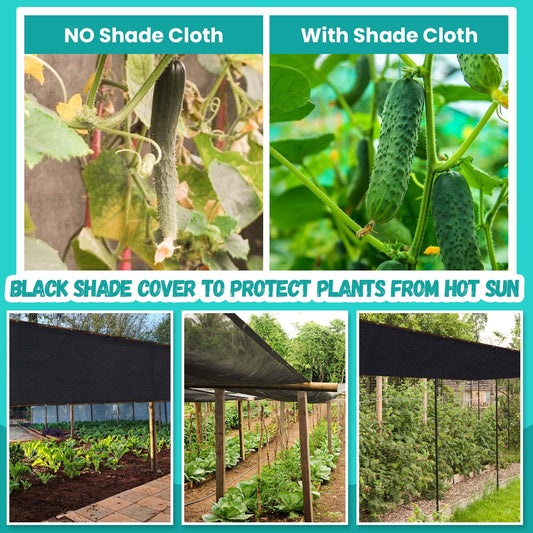 Riare 90% Black Shade Cloth- 10 x 13 FT Sunblock Garden Shade Cloth, Sun Shade Mesh Tarp with Reinforced Grommets for Greenhouse, Garden, Patio, Backyard, Plants, Pergola, Chicken Coop