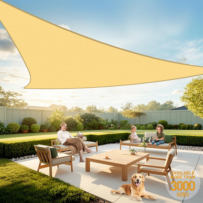 Artpuch 12'x16' Sun Shade Sail BeigeCurved Commercial Outdoor Shade Cover Cream Rectangle Heavy Duty Permeable 185GSM Backyard Shade Cloth for Patio Garden Sandbox (We Make Custom Size)