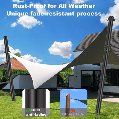 TOCRETOARE Shade Sail Poles, 2 Pack Heavy Duty Sun Poles ,Steel Shade Sail Post with D-Clamp for Outdoor String Light, Patio, Backyard 2.36in