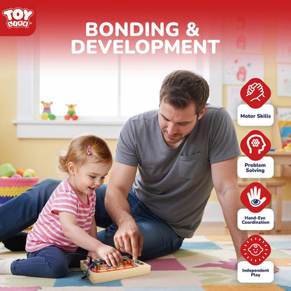 TOY Life Toddler Montessori Busy Board, Wooden Bus Sensory Board Toys with LED Light Up Switchs, Baby Busy Fidget Boards Travel Toys, Easter Birthday Gifts for 1+ Year Old Kids Girls Boys