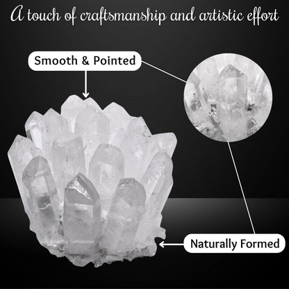 Amazing Gemstone Large Clear Quartz Crystal Cluster Points for Meditation, Home Decor and Gift - Natural Quartz Crystals and Healing Stones for Enhance Energy with Large Crystals Points