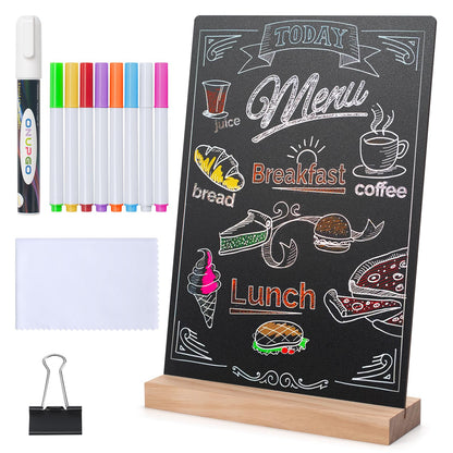 ONUPGO 8 x12 Inch Tabletop Chalkboard Sign with Base Stand, Menu Chalk Board Sign Store Food Signs, Message Boards for Party, Wedding, Tables Decoration, Bar and Restaurant