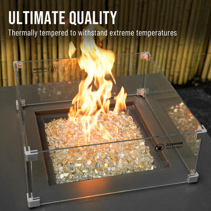 Skyflame High Luster 10-Pound Fire Glass Fire Pit Fireplace Landscaping, 1/4 inch Gold Reflective