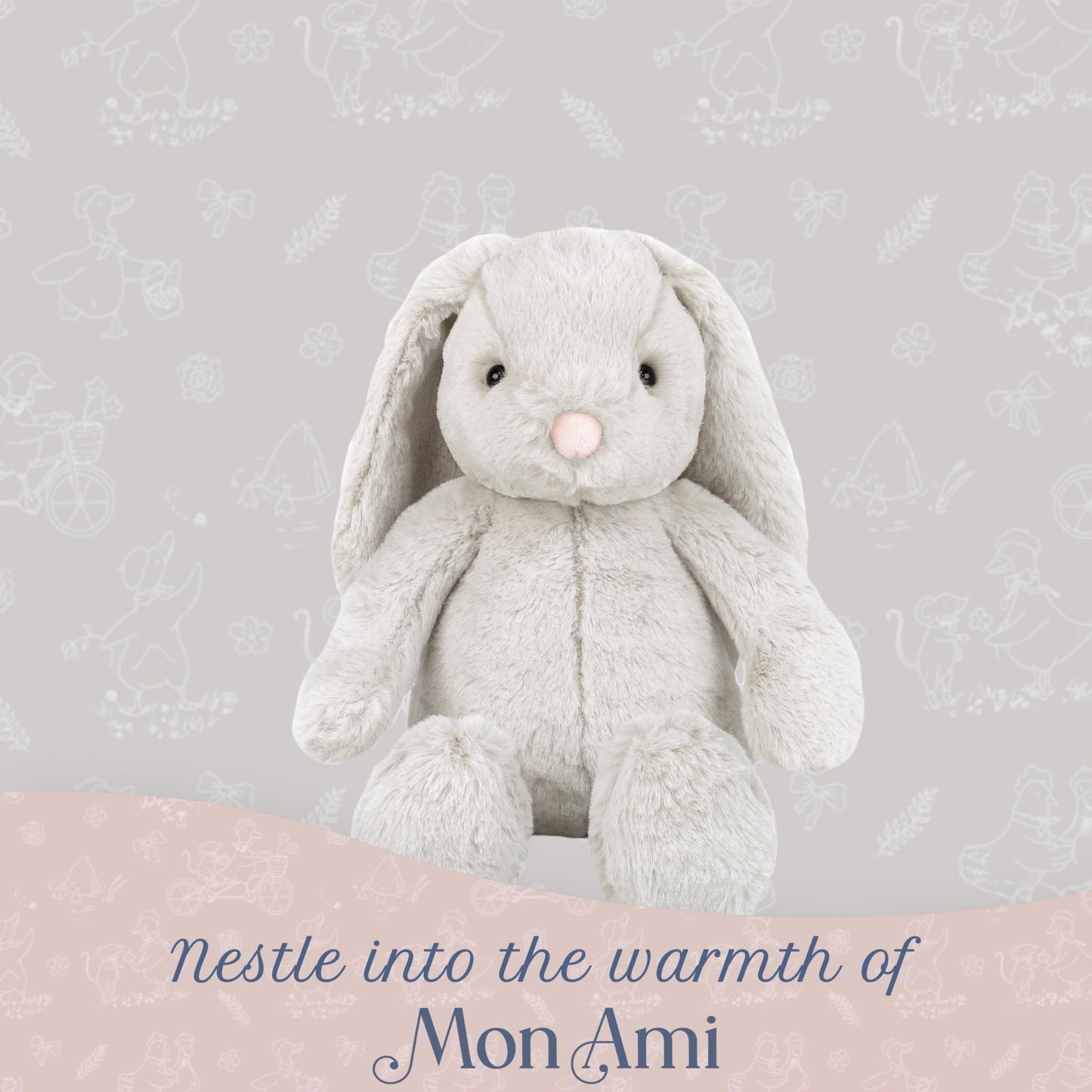 MON AMI Sterling Bunny 13-Inch Stuffed Rabbit for Boys & Girls | Soft Bunny Plush Toy | Snuggle Companion | Nursery Décor | Gift for Valentine’s Day & Birthdays