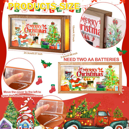 Yuefunny 17 Pcs Interchangeable Holiday Season Sign Fall Thanksgiving Christmas Winter Night Light Shadow Box LED Welcome Wood Sign for Table Decorative Wooden Seasonal Decorations Ornament Gifts