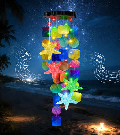 (New) Solar Wind Chime for Outside, Solar Hanging Wind Chime Lights for Holiday Garden Yard Window, Shell Lights Gift for Grandma Mom Women Wife Grils - Multicolor