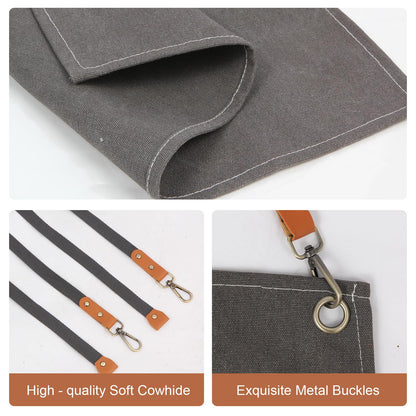 Rtcimoic Men's & Women's Work Aprons, With Pockets, For Bartenders, Hairdressers, Florists, Chefs, Gardeners, Gardening Apron, Waiters, Canvas Apron With Adjustable Straps (Dark Grey)