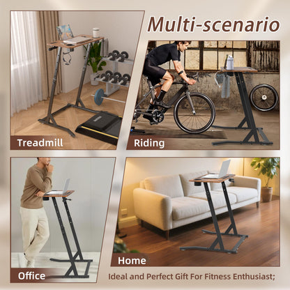 OrigoDeco Indoor Cycling Desk, Adjustable Standing Desk for Walking Pad, Bike Trainer Desk with Power Socket, for Indoor Cycling Treadmill & Office Use, Exercise While Working or Watching TV
