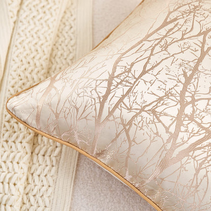 Avigers 20 x 20 Inch Square Beige Brown Gold Tree Branch Embroidery Cushion Case Luxury Modern Throw Pillow Cover Decorative Pillow for Couch Living Room Bedroom Car