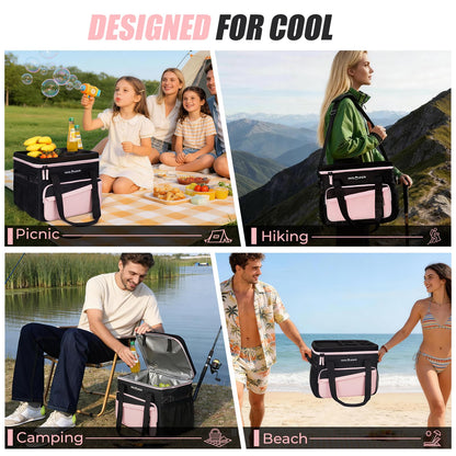 INSMEER Soft Cooler Bag with Hard Shell & 4 Cup Holders, 55 Cans 40L Collapsible Soft Sided Cooler, 100% Leakproof Insulated Cooler Bag Portable for Beach Travel Camping Picnic