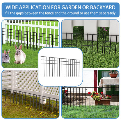 32x10-inch No Dig Animal Barrier Fence, 15 Pack Black Dig Protective Fence with 1.5 inch Spike spacing, Dog/Rabbit/Groundhog Underground Galvanized Outdoor Garden Metal Fence