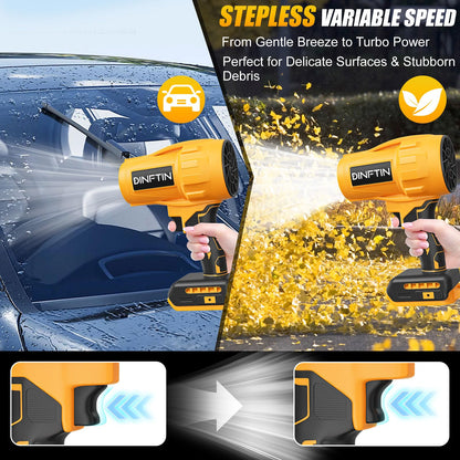Dinftin Brushless Cordless Leaf Blower Compatible for DeWalt 20V Battery(Tool Only), 125MPH 430CFM Variable Speed Turbo Blower, Lightweight Handheld Blower for Lawn, Garage, Snow, Patio