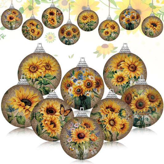 Outus 16 Pcs Vintage Spring Sunflower Ornaments Balls for Tree Spring Flower Decorations Summer Sunflower Ornaments Farmhouse Floral Hanging Summer Decor for Small Tree Home Party Craft Decor