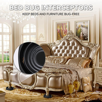 Bed Bug Interceptors | Bed Bug Interceptor Traps | Insect Trap, Monitor, and Detector for Bed Legs with Anti Skid Pads Included (Black - 8 Pcs)