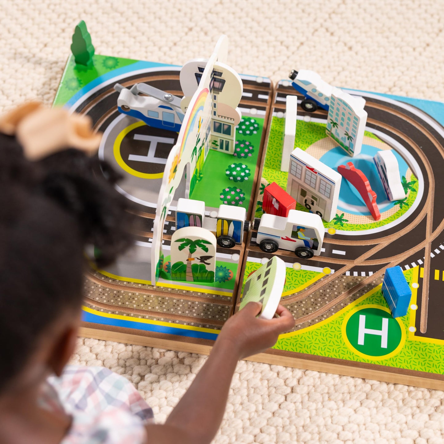 Melissa & Doug Take-Along Airport Play Set, Vehicles, Built-in Tracks for Boys and Girls Ages 3+ - FSC-Certified
