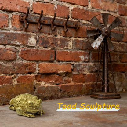 KISWIAR Gold Resin Frog Toad Sculpture, Resin Toad Figurine Wall Hanging Decor, Feng Shui Decoration for Office, Desktop and Garden (Toad)
