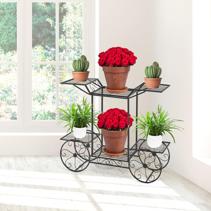 Sorbus® Garden Cart Stand & Flower Pot Plant Holder Display Rack, 6 Tiers, Parisian Style - Perfect for Home, Garden, Patio (Black)