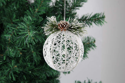 Christmas Ball Ornaments, 4pc Set White Pinecone Rattan Thread String Christmas Tree Ornament Xmas Trees Wedding Party Decorations