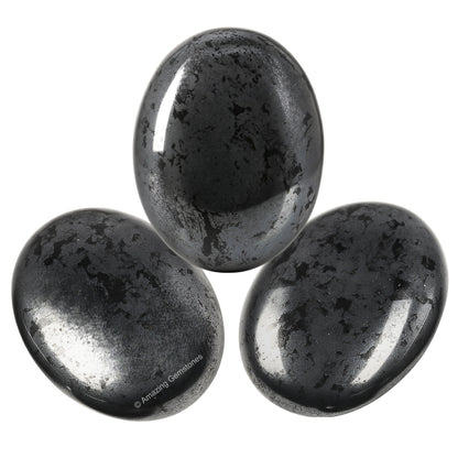 Amazing Gemstone Hematite Crystals and Healing Stones - Large Palm Stone Crystals Piedra - Crystal for Good Luck, Balanced Positive Energy, Meditation - Unique Stocking Stuffers Gifts for Women, Men