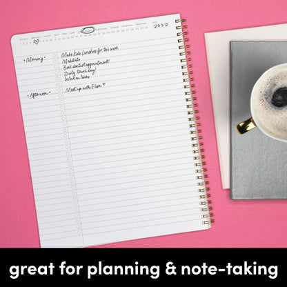 PAPERAGE Undated Daily Planner & To Do List Notepad (Lavender), 8.5 in x 11 in, Spiral Bound Planner Notebook for Work, School or Home, 104 Lined Pages With Date Tracker for Plans & Notes