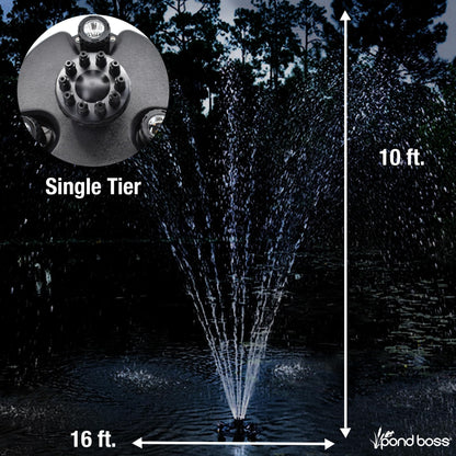Pond Boss DFTN12003L Floating Fountain With Lights, 50 Foot Power Cord, 1/4 hp