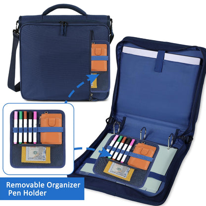 2 Inch 3 Ring Zipper Binder with Multi-Pocket, 6-Tab Expandable File Folder, Fits 14” Laptop, Zipper Bag Fits 500 Sheet Capacity with Handle & Shoulder Strap(Blue)