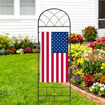 ESTTOP Garden Flag Stand, Metal Yard Flag Holer, Lattice Style Decorative Flag Pole Stake for Outside, Suit for 12 * 24 inch Christmas Garden Flag (Flag Not Include)