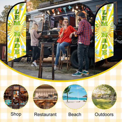 Nlicrst 2 Set Lemonade Feather Flag Kit - Includes Vibrant Lemon Banners, Sturdy Flag Poles & Carrying Bag, Eye-Catching Lemonade Stand Decor for Outdoor Advertising, Yard Sales, Parties & Events