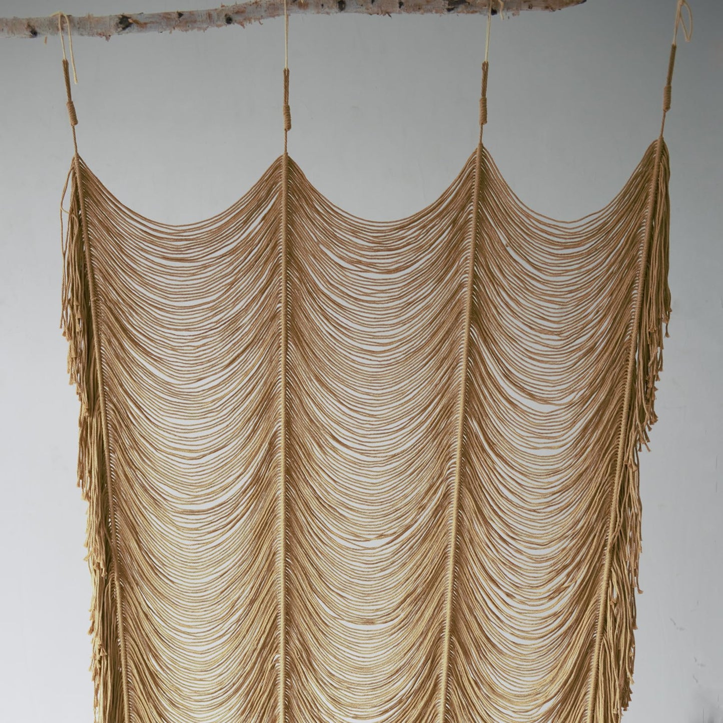 Macrame Curtain Boho Curtain Doorway Window Wall Decor Fiber Yarn Art Handwoven Wall Hanging Art Craftsmanship Home Door Bedroom Wedding Backdrop Arch,Closet Room Divider 59" W x 75" H (1 Panel,Khaki)