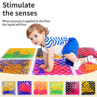 XIRDQYM Sensory Liquid Play Mats : 6-Tile Color-Changing Exercise Floor Mats for Children(6PYXM1)