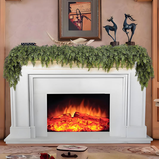 Christmas Garland, 9FT Real Touch Winter Pine Cedar Garlands for Indoor Home, Mantel, Staircase and Outdoor Decor - Perfect for Families Christmas Decorations (Christmas Cedar Garland, 9FT)