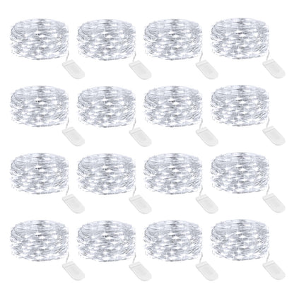 Onforu 16 Pack White Fairy Lights Battery Operated String Lights, 6.5ft IP67 Waterproof Twinkle Lights LED Lights for Strings Wedding Centerpiece Decor Christmas Bedroom