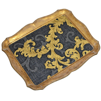 MY ITALIAN DÉCOR - Florentine Wood Decorative Tray, Versace, Large, 18" x 14", Black and Gold Home, Designer Tray, Luxury Bedroom, Renaissance, Coquette, Gold House, Made in Italy