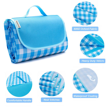 Beach Blanket Waterproof Sandproof Extra Large Beach Mat Sand Free Picnic Blanket Waterproof Foldable Large Outdoor Blanket With Carrying Strap For Grass, Sand, Camping, Hiking, Travel, Festival