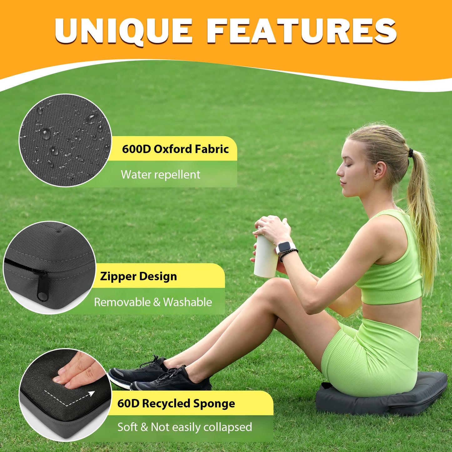 FASTMOMENT 2 Pcs Stadium Seat Cushions Water-Repellent Bleacher Seat Cushions Indoor & Outdoor Seat Cushion for Bleachers Portable Stadium Cushion for Sports Events, Chairs, Beaches