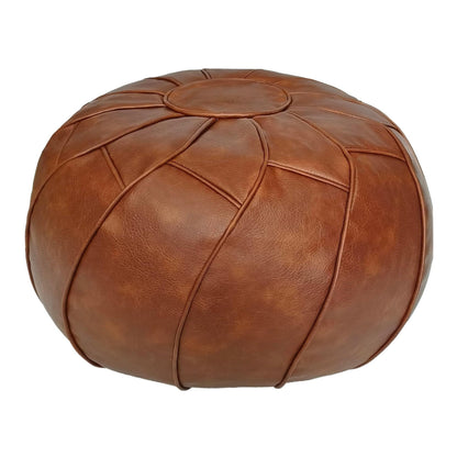 Thgonwid Round Unstuffed Pouf Cover, Leather Foot Stool Ottoman with Storage, Bean Bag Floor Chair, Multi Functional Footrest for Living Room, Bedroom or Balcony (Brown)