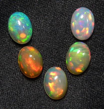 Myhealingworld Natural Ethiopian Opal 5x7mm oval cabochon AAA quality loose calibrated gemstones for jewelry making oval 5x7mm - 5 stones