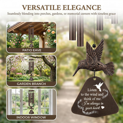 36" Memorial Wind Chimes for Outside, Sympathy Gift for Loss of Loved One, Hummingbird Wind Chime for Mom Dad, Bereavement Remembrance Funeral Condolence Gift