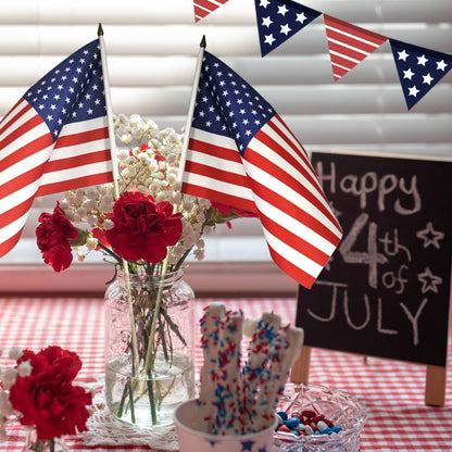 12x18 Inch American Flags on Stick - Patriotic American Flags for Outside, USA Stick Flag Perfect for Independence Day, Memorial Day, 4th of July Decorations (12)
