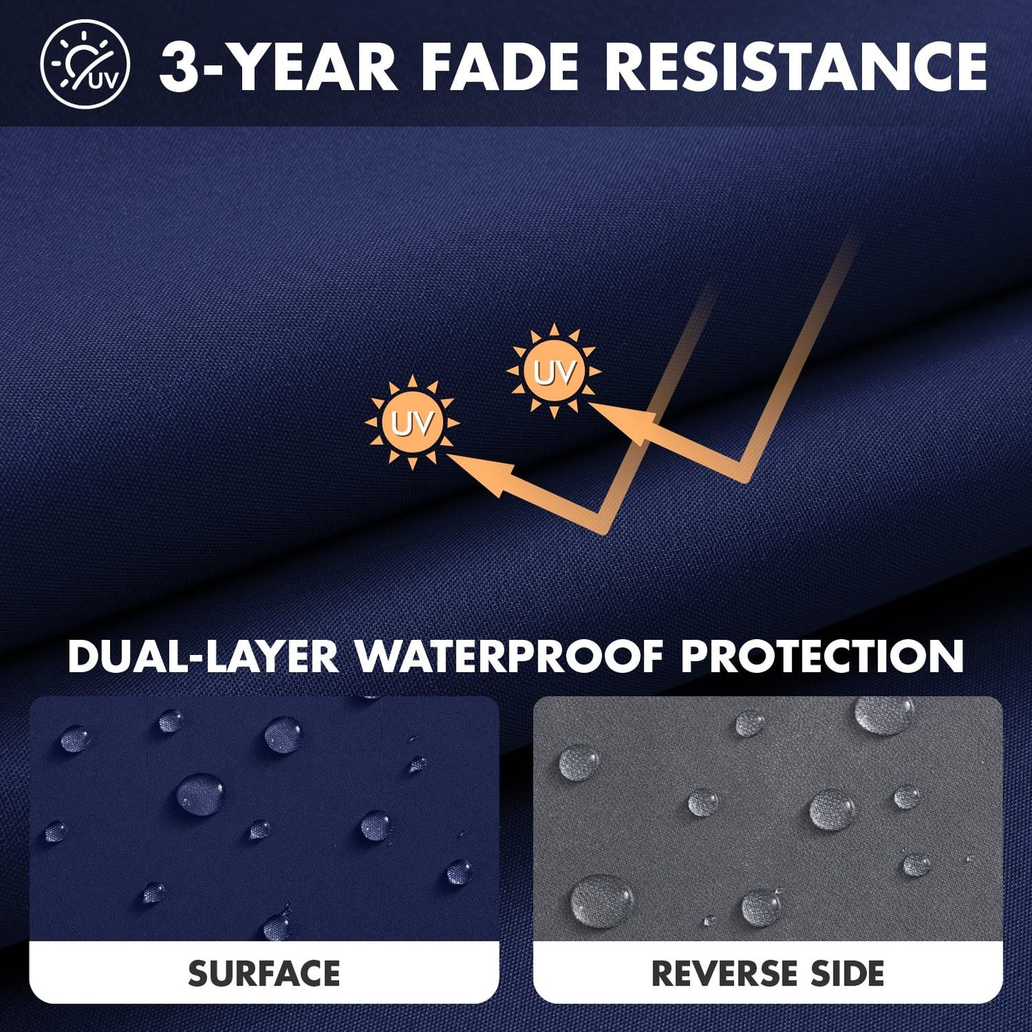 MIULEE Navy Outdoor Seat Cushion 24x24 Inch Set of 2 Waterproof & 3 Year Fade Resistant Deep Seat and Back Cushion for Patio Furniture Chair Sofa Couch with Handle and Adjustable Straps