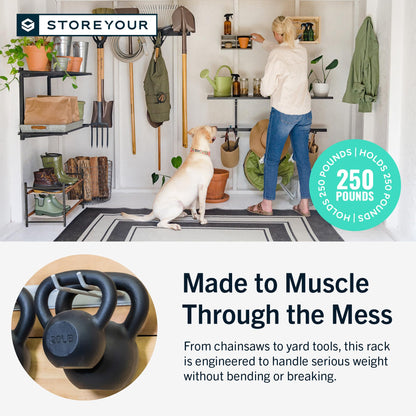 StoreYourBoard 72" Garage Tool Organizer Wall Mount | Garden Tool Organizer System | Heavy Duty Garden Tool Storage Rack for Yard Tools Rakes Shovels 500lbs Garage Organization | 8 PVC Coated Hooks